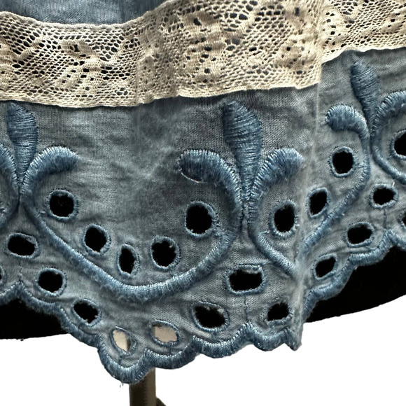 Gorgeous Bohemian LoveShackFancy Lace cut outs Blouse Vintage Vibes - Picture 7 of 11